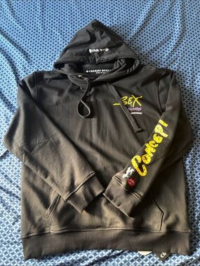 Chrome Hearts Black Hoodie with Yellow Sleeve Script